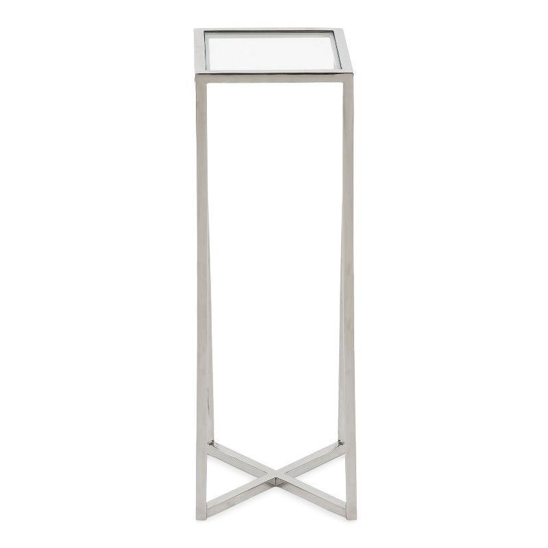 Kate and Laurel Jaspur Square Metal Drink Table, 7x7x21, Silver