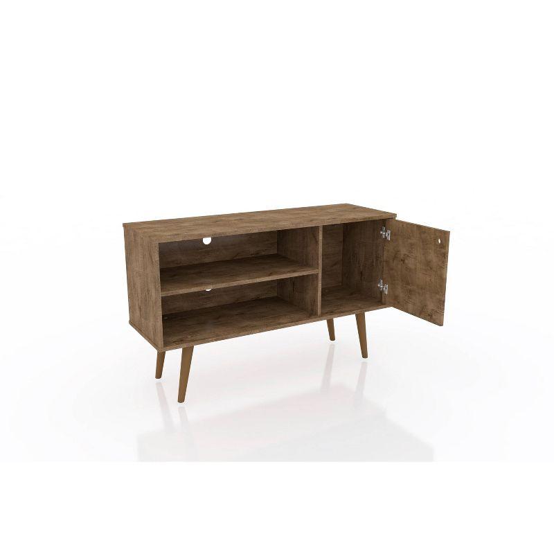 Liberty Mid-Century Modern 2 Shelves and 1 Door with TV Stand for TVs up to 46" Rustic Brown - Manhattan Comfort