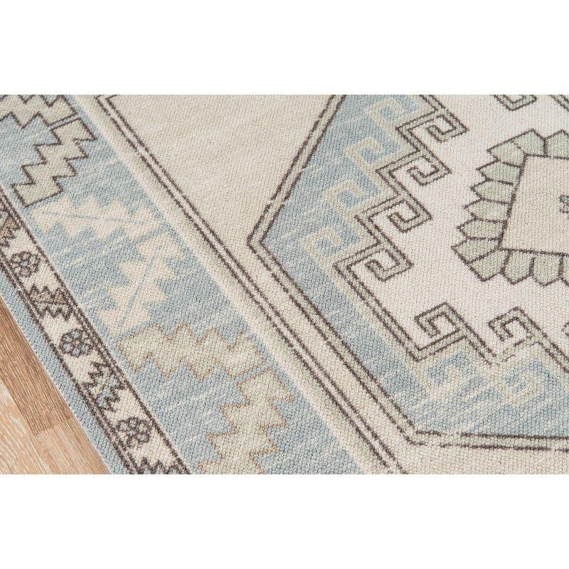 Momeni 6'6"x9' Anatolia Rylee Medallion Machine Loomed Area Rug Light Blue: Classic Pattern, Wool & Nylon, Low Pile