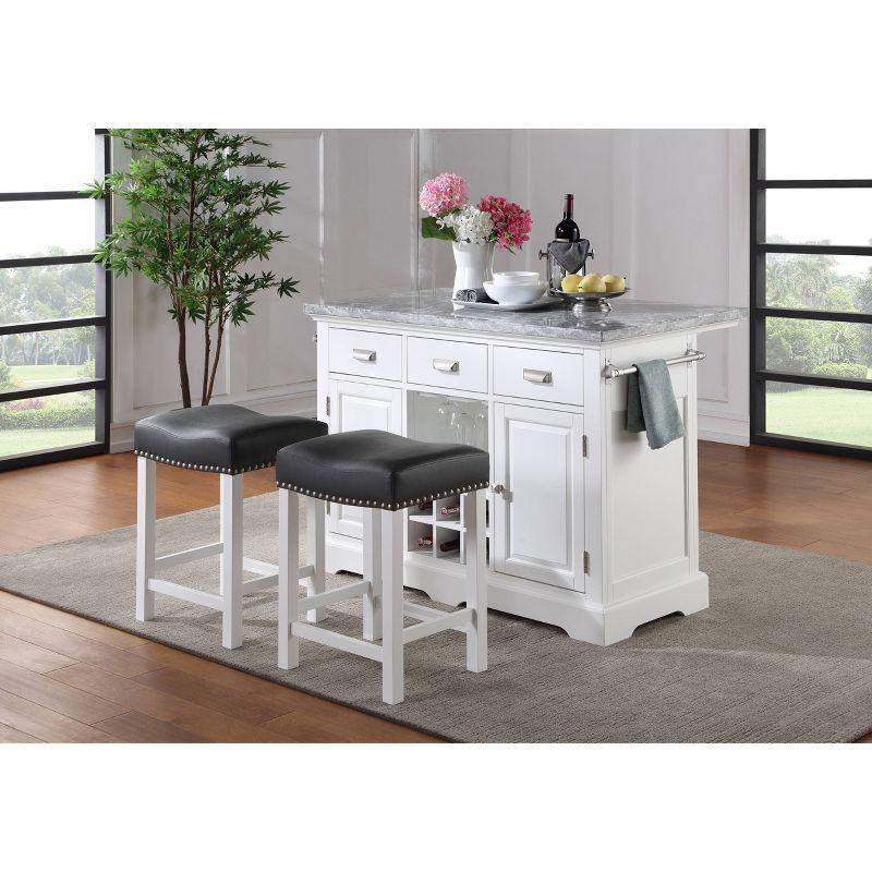 Set of 2 Zermatt Counter Height Barstools Seat White/Black - Steve Silver Co.: Upholstered, Wood Frame, Armless & Backless