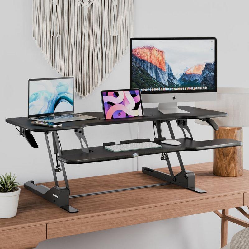 Mount-It! Large Standing Desk Converter with 47" Desktop, Black