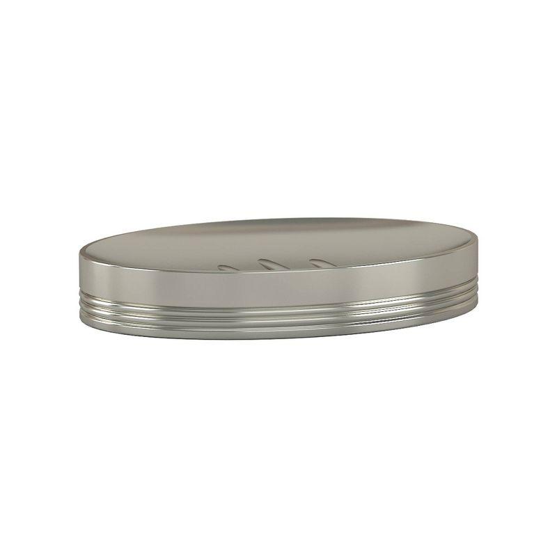 Pewter Finish Oval Metal Soap Dish with Ribbed Trim