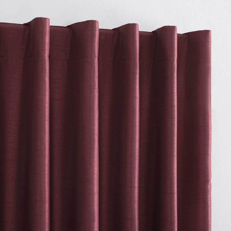 Faux Dupioni Silk Thermal Extreme 100% Blackout Back Tab Curtain Panel