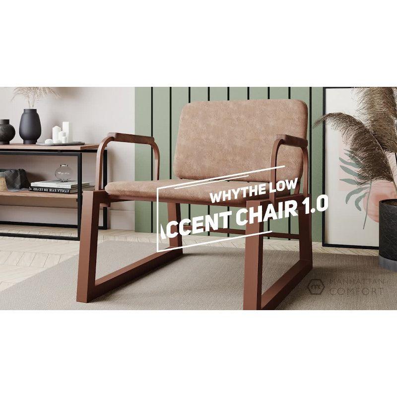 1.0 Whythe Low Accent Chair Natural Linen/Corten - Manhattan Comfort: Faux Leather, Steel Legs, No Assembly Required