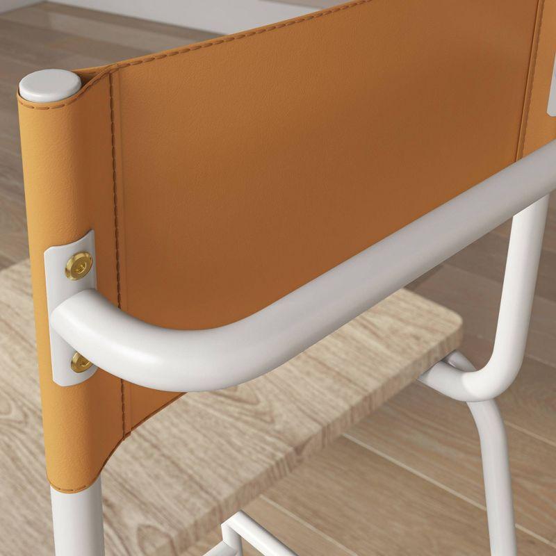 Boulevard Modern Counter-Height Stool with Faux Leather and Woodgrain Seat