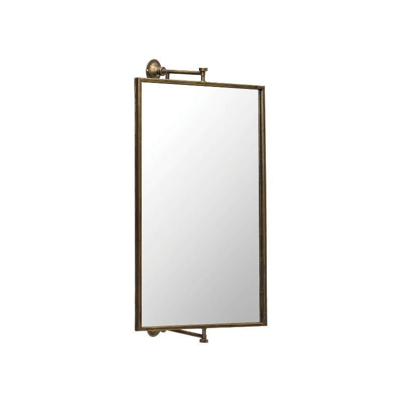 26.5" Metal Swivel Wall Mirror Brass - Storied Home: Large, Rectangular, No Assembly Required