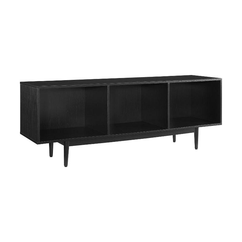 Mid-Century Modern Large Black Wood Record Storage Console