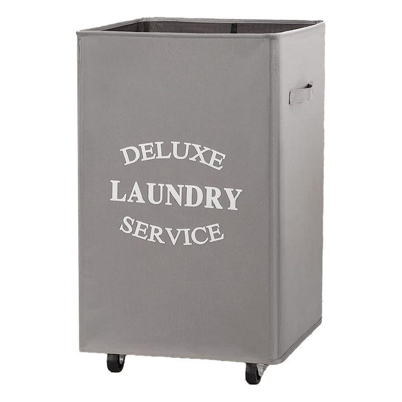 WOWLIVE Foldable Rectangular Deluxe Laundry Service Rolling Clothing Hamper Basket with Lockable Wheels for Laundry or Storage