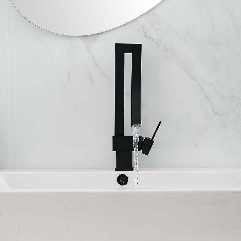 BWE Waterfall Unique Design Single Handle Single Hole Bathroom Sink Faucet In Matte Black