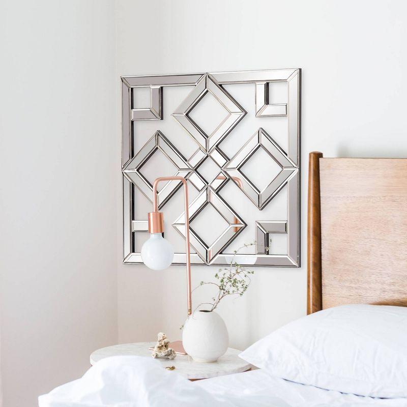 Howard Elliott 20"x20" Moira Decorative Accent Lattice Square Wall Mirror: Modern Style, Wood Frame, No Assembly Required