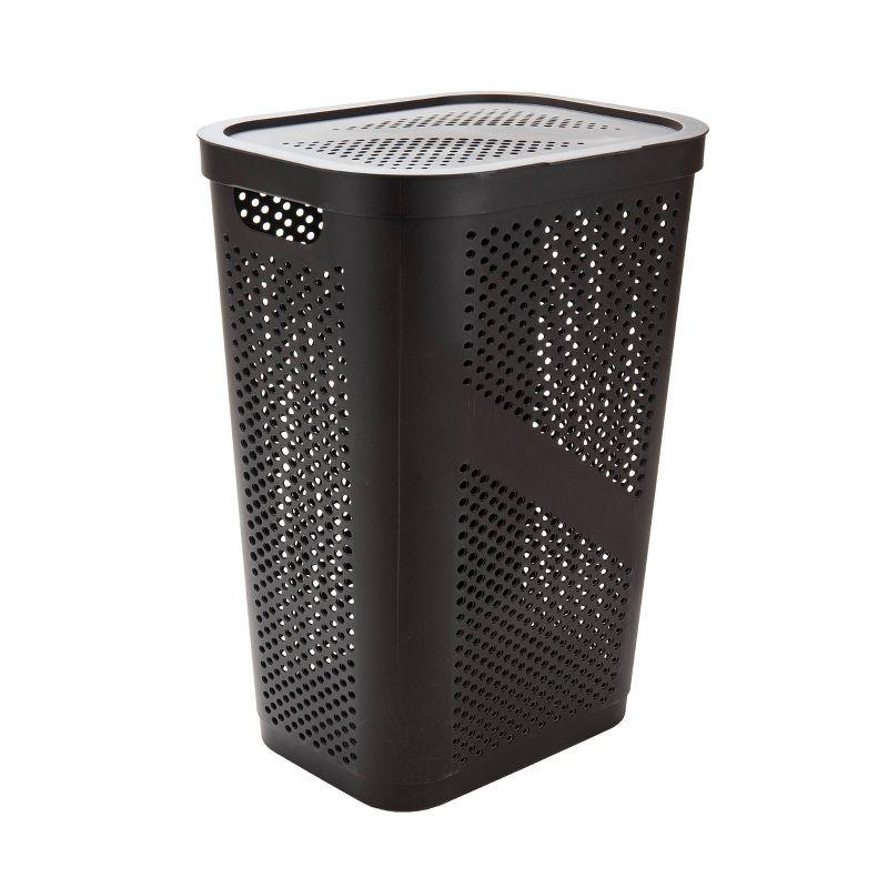Mind Reader Mind Reader 40L Slim Laundry Hamper, Clothes Basket, Lid, Wicker Design, Plastic