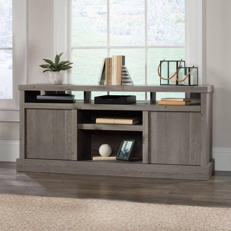 Mystic Oak TV Stand with Adjustable Shelves and Cabinet