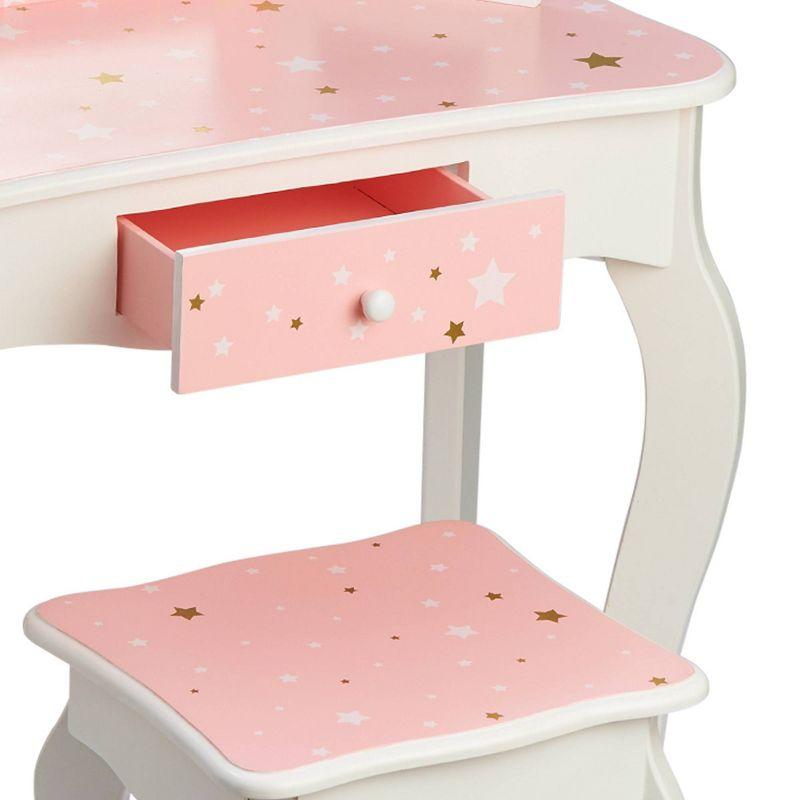 Teamson Kids Gisele 2pc Twinkle Star Prints Wooden Kids' Vanity Set White/Pink/Gold