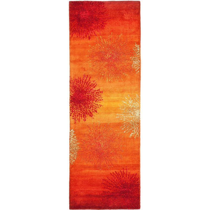 Handmade Reversible Rust Multi Wool Viscose Runner Rug