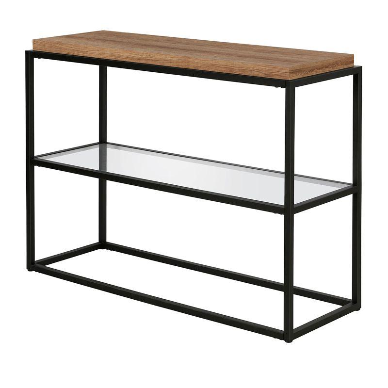 42" Black and Bronze Metal Console Table with Rustic Oak Wood Shelf - Henn&Hart