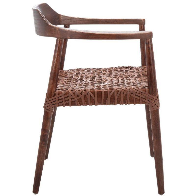 Munro Leather Woven Accent Chair - ACH1005 - Walnut/Cognac - Safavieh