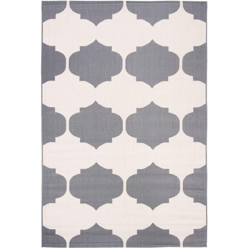 Beige Anthracite Easy-Care Synthetic 5'3" x 7'7" Indoor/Outdoor Rug