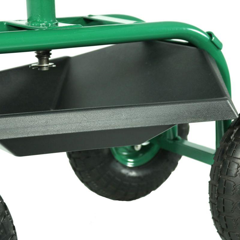 SunnyDaze Decor Steel Rolling Garden Cart Scooter with Swivel Seat and Tool Tray