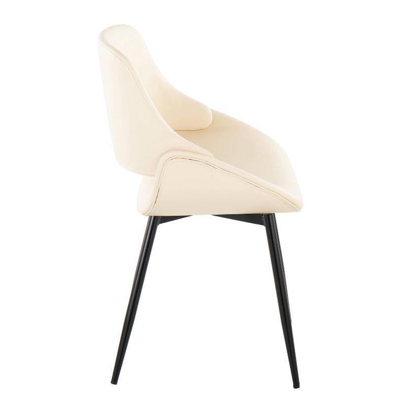 Cream Faux Leather Upholstered Dining Chair with Black Metal Legs