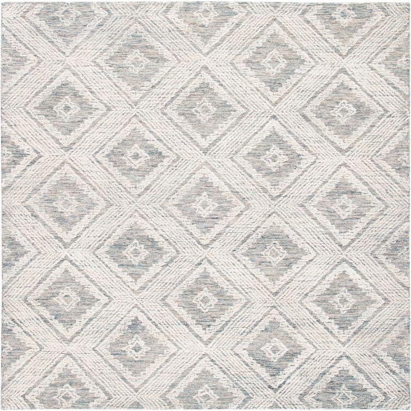 Abstract ABT347 Hand Tufted Area Rug - Ivory/Denim - 6'x6' - Safavieh .