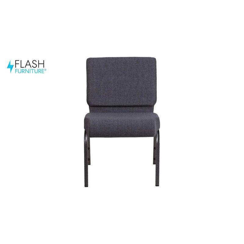 Flash Furniture HERCULES Series 21''W Stacking Church Chair in Navy Blue Dot Patterned Fabric - Gold Vein Frame