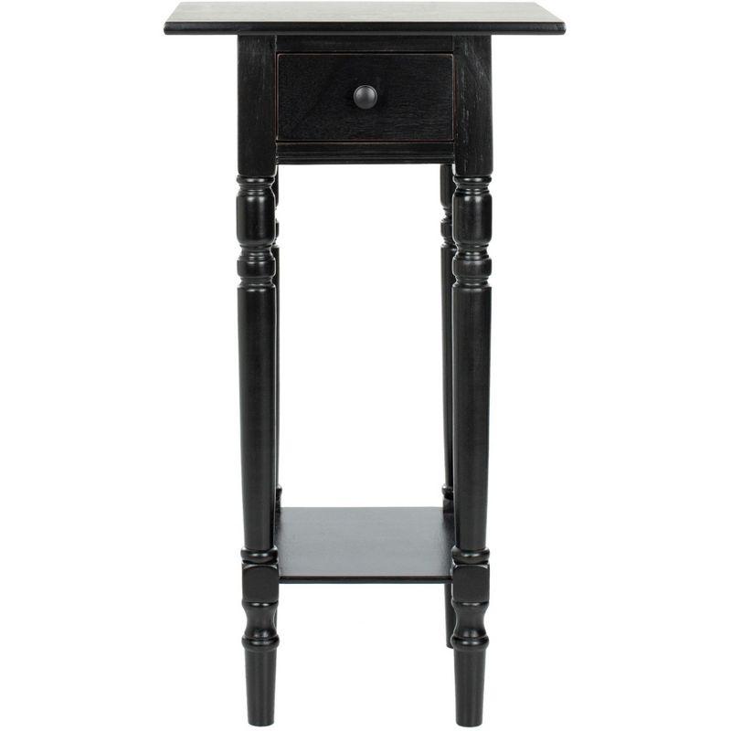 Transitional Gray Pine Wood Rectangular End Table with Storage