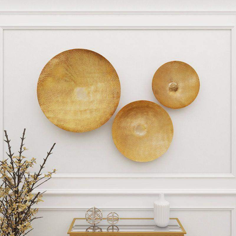 Set of 3 Metal Plate Large Metallic Disk Wall Decors - Olivia & May