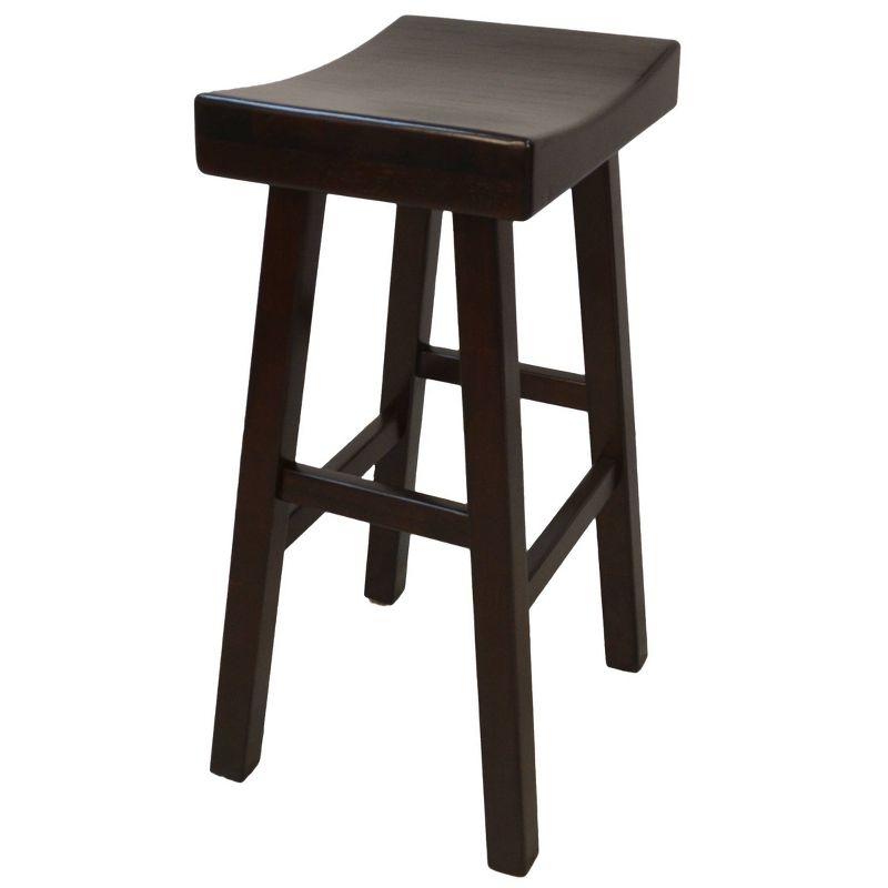 Colburn 33.5'' Espresso Solid Rubberwood Saddle Bar Stool