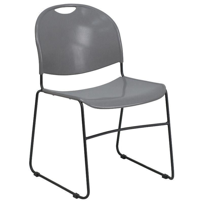 ErgoFlex Gray Plastic and Black Metal Stackable Side Chair