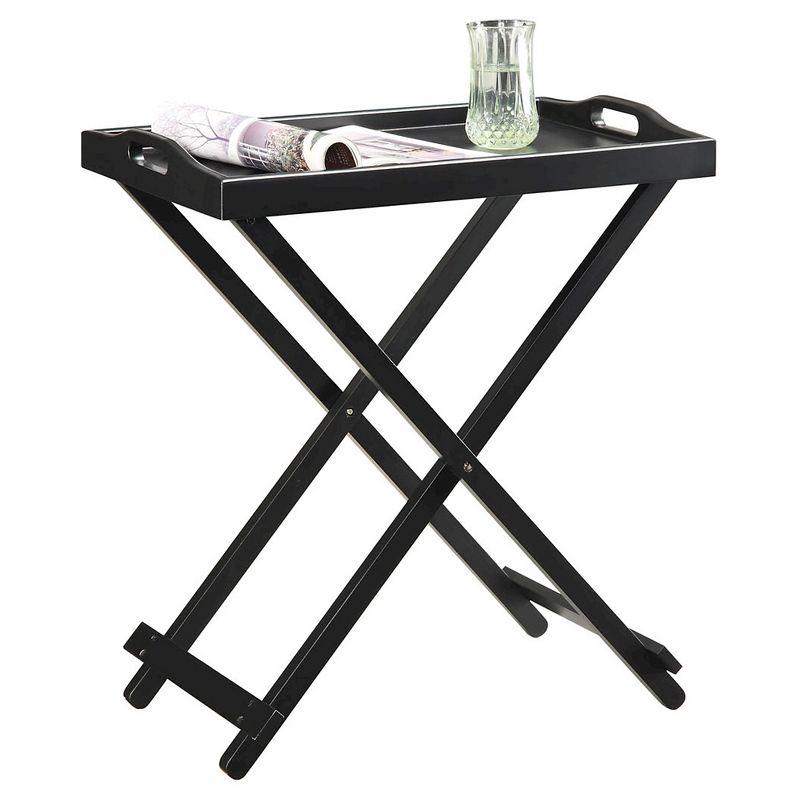 Black MDF Foldable Tray Table with Solid Wood Legs