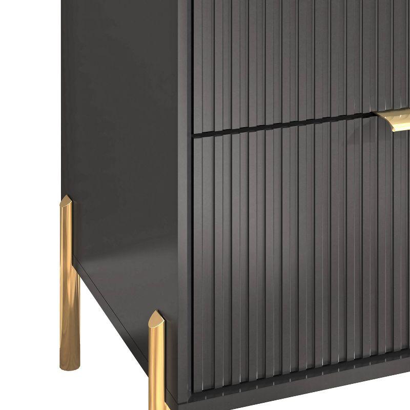 Festivo 5 Drawer Chest of Drawers Black: Modern Vertical Dresser, MDF Construction, Includes Anti-Tip Hardware