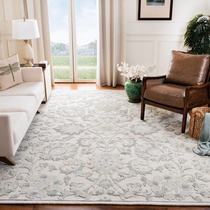 Ivory and Grey Hand-Tufted Wool 8' x 10' Area Rug