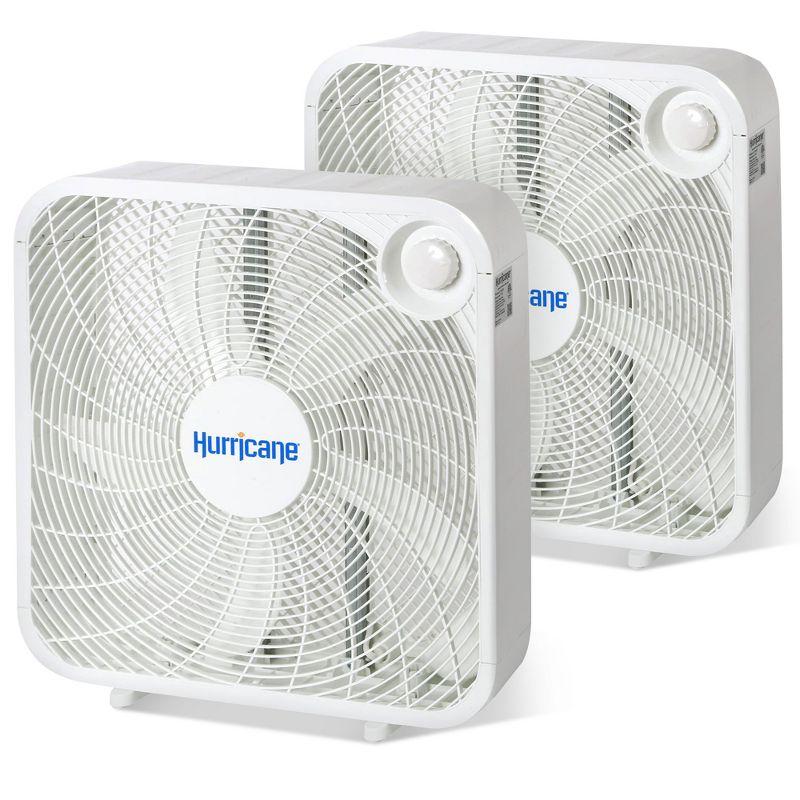 Hurricane Hurricane 20" Classic Series Floor Box Fan with 3 Speed Settings, 2 Pack, White (Set of 2)