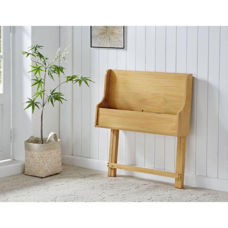 Sleek Natural Finish Foldable Writing Desk with Storage Drawer