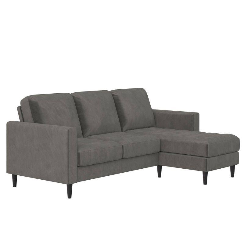 Strummer Reversible Sectional Sofa Couch Light Gray - CosmoLiving by Cosmopolitan: Compact, Modern Tufted, Wooden Legs