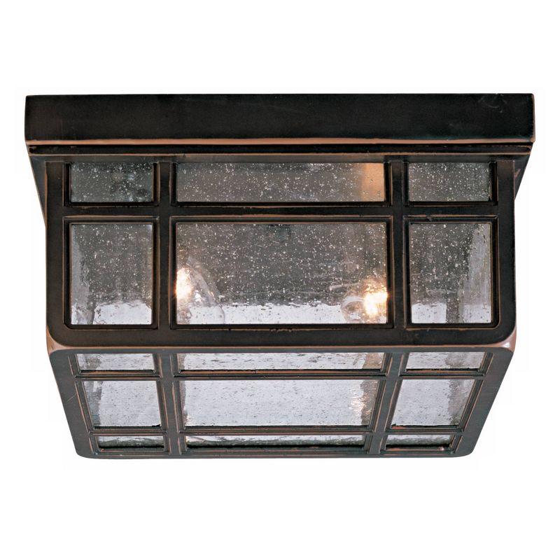 Kathy Ireland Sierra Craftsman Rustic Flush Mount Outdoor Ceiling Light Rubbed Bronze 5 1/2" Frosted Seeded Glass for Post Exterior Barn Deck House