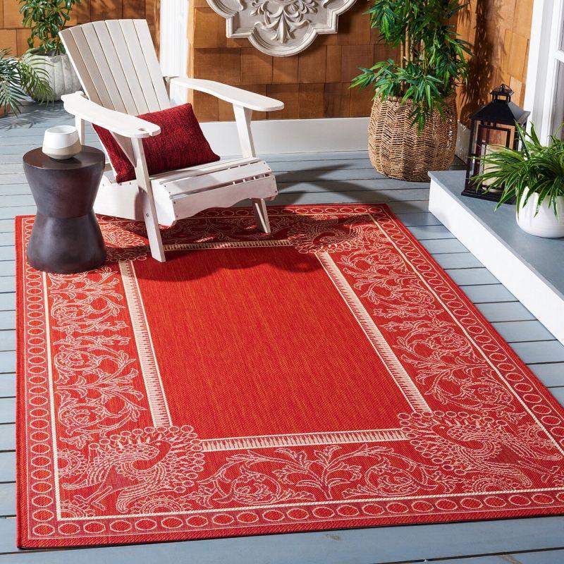 Courtyard Red and Natural Rectangular Stain-Resistant Rug