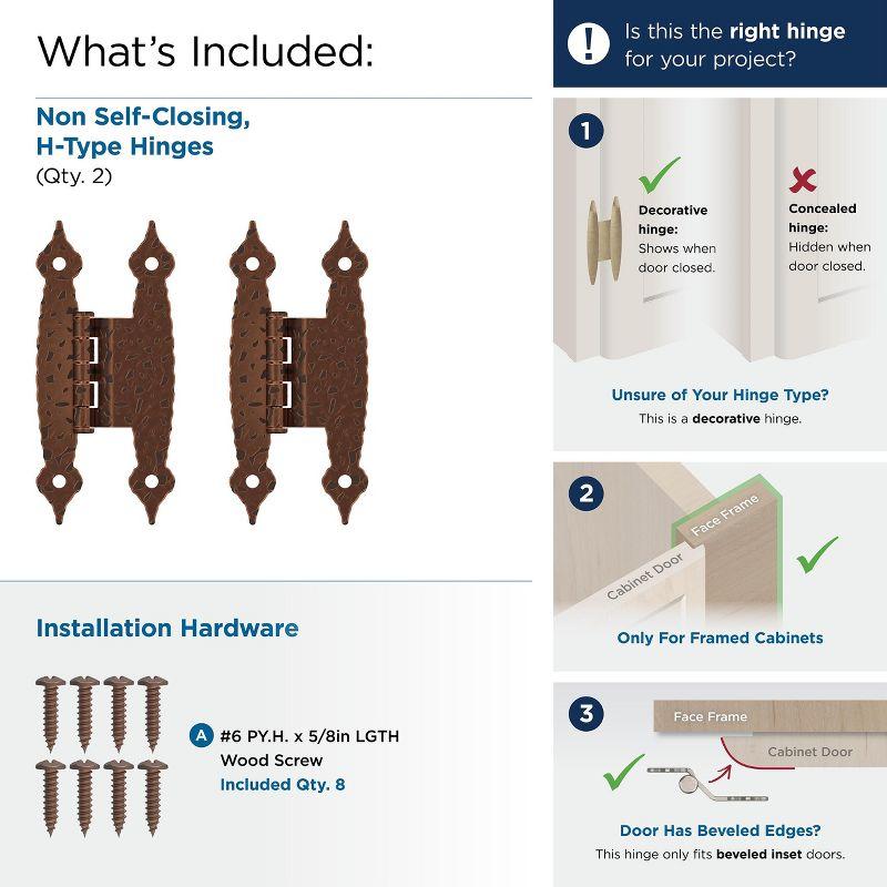 Amerock Decorative Non Self Closing Cabinet Hinge for Offset Cabinet, 2 Pack