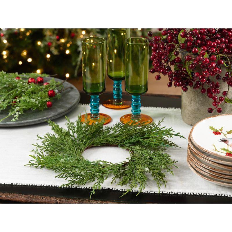 Artificial Green Cypress Winter Wreath Set of 4