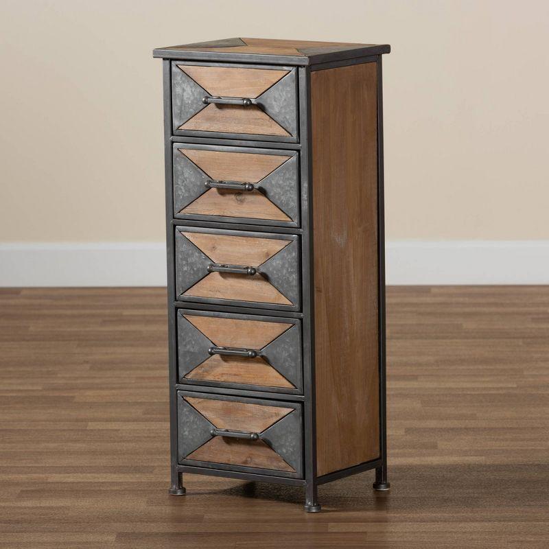 Laurel Wood 5 Drawer Cabinet Gray/Brown - Baxton Studio