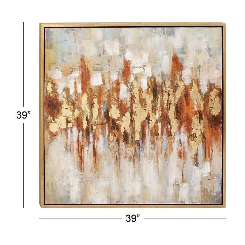 Canvas Abstract Framed Wall Art with Gold Frame Gold - Olivia & May: Elegant Decor, Vertical Orientation, Sawtooth Hanging