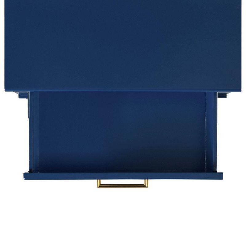 Brody Side Table Navy - Picket House Furnishings: Modern Accent, USB Port, Gold Hardware, Rubberwood & MDF