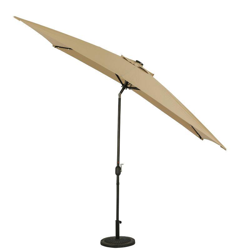 10' x 6.5' Rectangular Nassau Market Patio Umbrella with LED Bulb Lights Champagne - Island Umbrella: Solar-Powered, Weather-Resistant