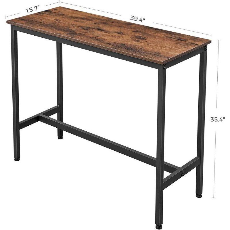 VASAGLE, Narrow Long Bar, Kitchen Dining, High Pub Table, Sturdy Metal Frame, Industrial Design