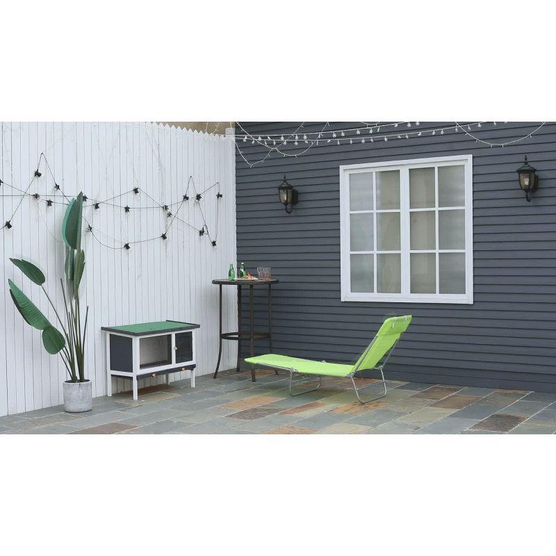 Outsunny Foldable Outdoor Chaise Lounge Chair, 5-Level Reclining Camping Tanning Chair with Breathable Mesh Fabric and Headrest, Green