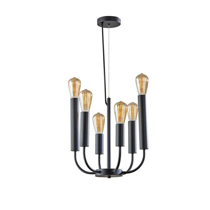 Adesso Rory Pendant Black: Modern Candelabra Style, 6-Arm Metal Ceiling Light Fixture, ETL Listed