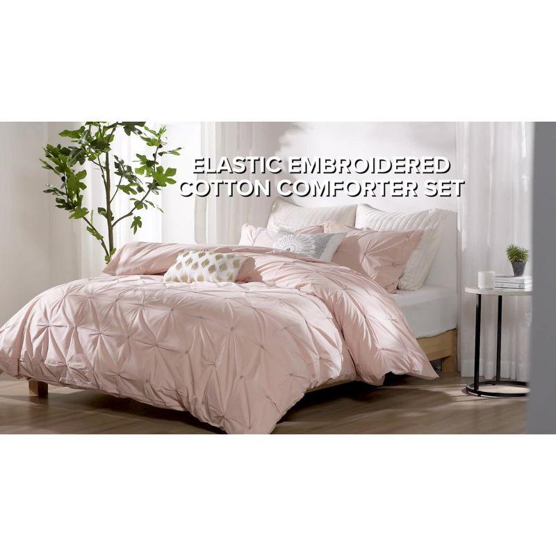 Elastic Embroidered Cotton Comforter Set