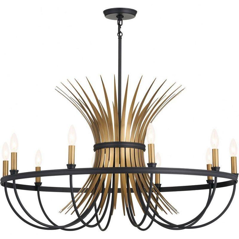 Baile Elegant Black 10-Light Taper Candle Chandelier with Vintage Brass Accents