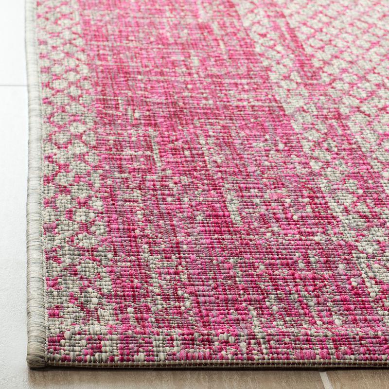 Courtyard CY8736 Power Loomed Indoor and Outdoor Area Rug - Light Grey/Fuchsia - 6'7"x9'6" - Safavieh