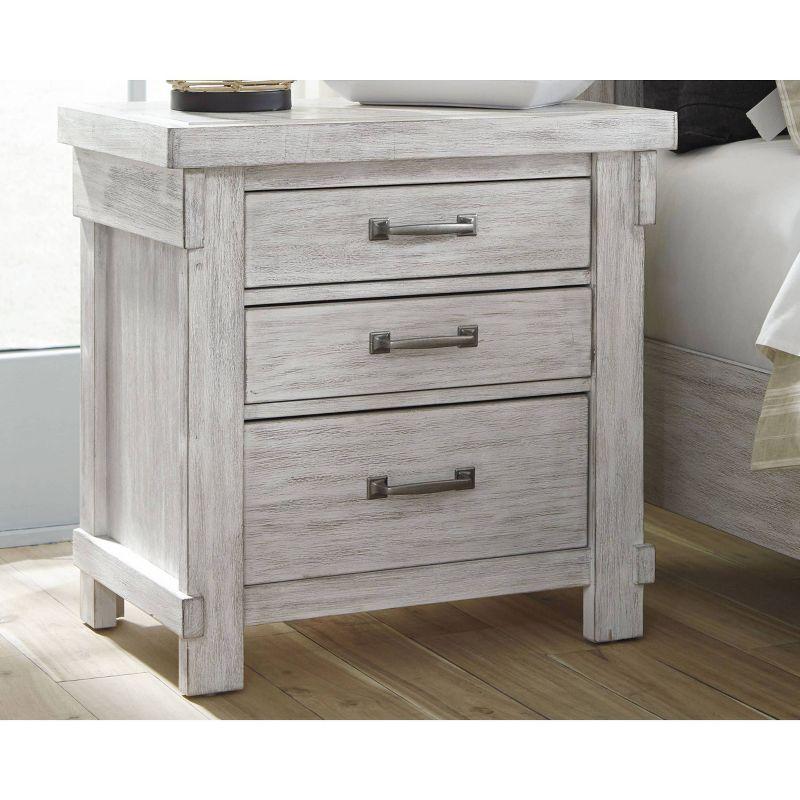 Transitional Brashland 3-Drawer Nightstand in Textured White